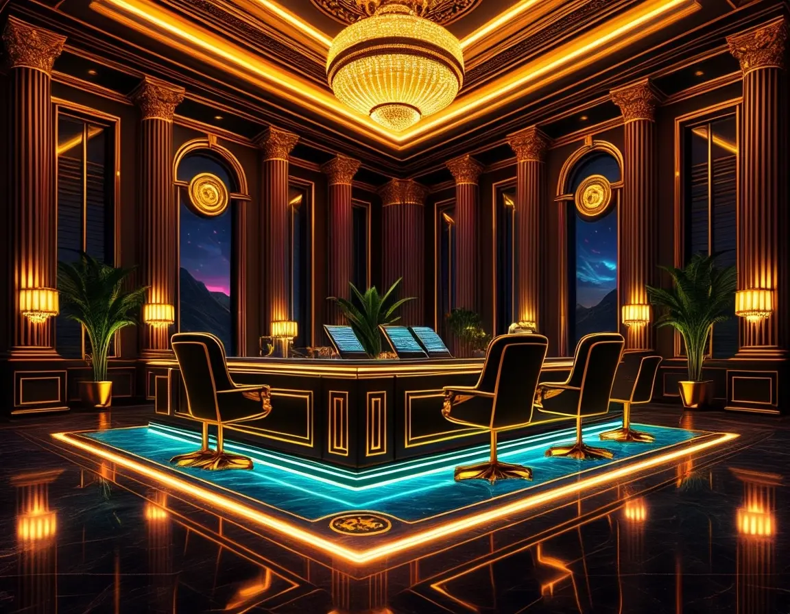 Luxurious casino interior with premium licensing certificates